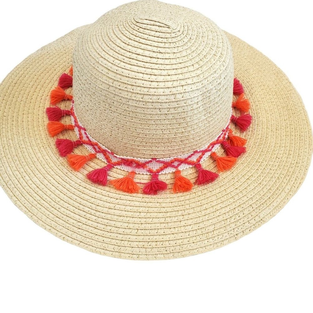 Target Sun Hat Beach Hat Straw Wide Brim Tassles